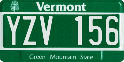 VT license plate YZV156