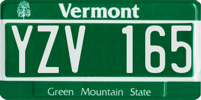 VT license plate YZV165