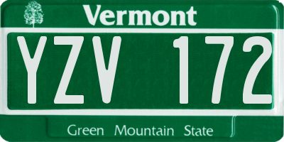VT license plate YZV172