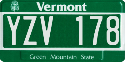 VT license plate YZV178
