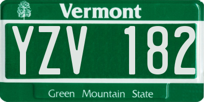 VT license plate YZV182