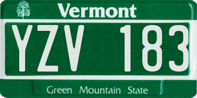 VT license plate YZV183