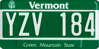 VT license plate YZV184