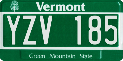 VT license plate YZV185