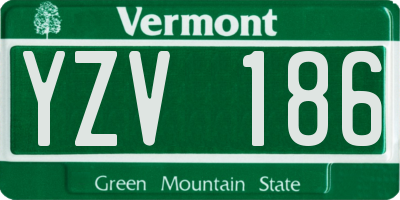 VT license plate YZV186