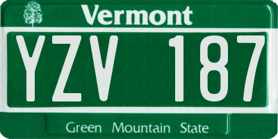 VT license plate YZV187