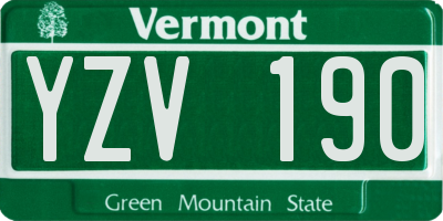 VT license plate YZV190
