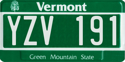 VT license plate YZV191