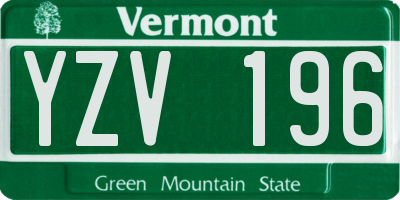 VT license plate YZV196