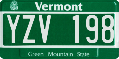 VT license plate YZV198