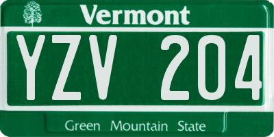 VT license plate YZV204