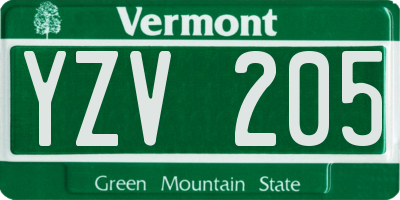 VT license plate YZV205