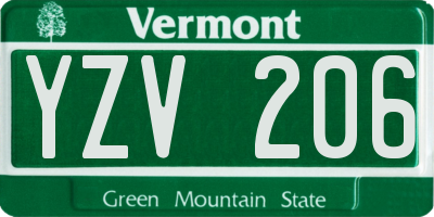 VT license plate YZV206