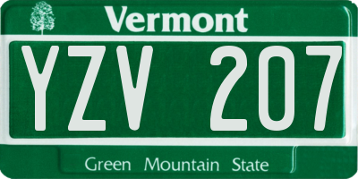 VT license plate YZV207