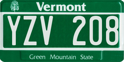 VT license plate YZV208
