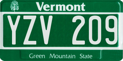 VT license plate YZV209