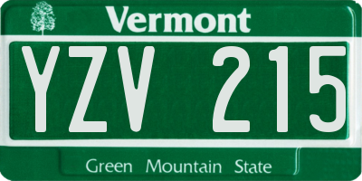 VT license plate YZV215