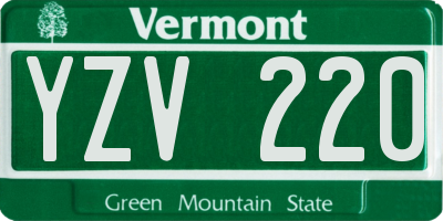 VT license plate YZV220