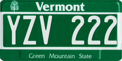 VT license plate YZV222