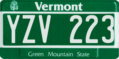 VT license plate YZV223