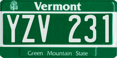 VT license plate YZV231