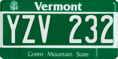 VT license plate YZV232