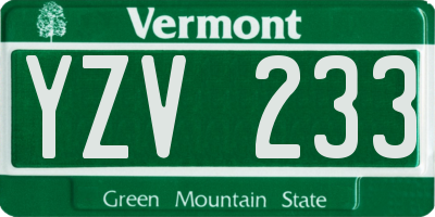 VT license plate YZV233
