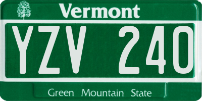 VT license plate YZV240