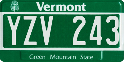 VT license plate YZV243