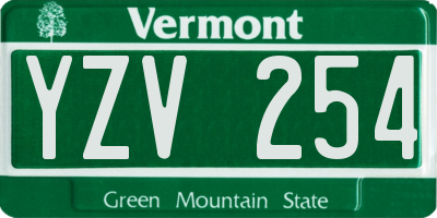 VT license plate YZV254