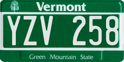 VT license plate YZV258
