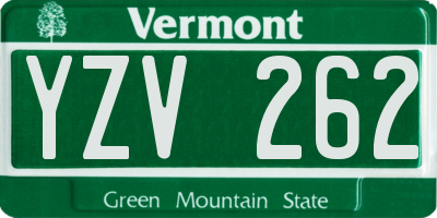 VT license plate YZV262