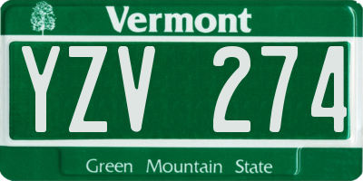 VT license plate YZV274