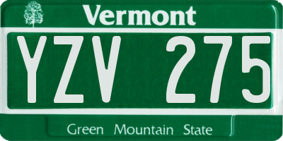 VT license plate YZV275