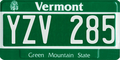 VT license plate YZV285