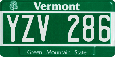 VT license plate YZV286