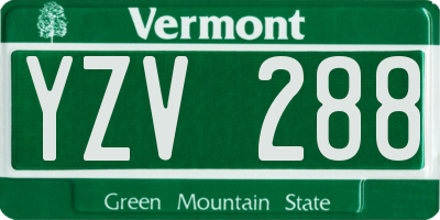 VT license plate YZV288