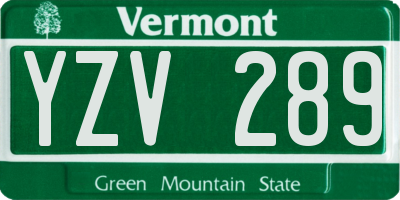 VT license plate YZV289
