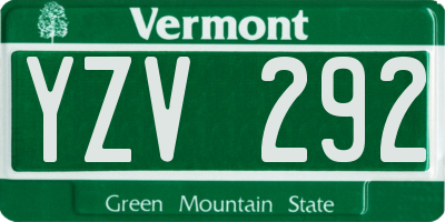 VT license plate YZV292
