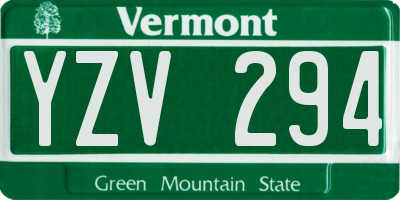 VT license plate YZV294