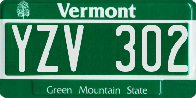 VT license plate YZV302