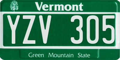 VT license plate YZV305
