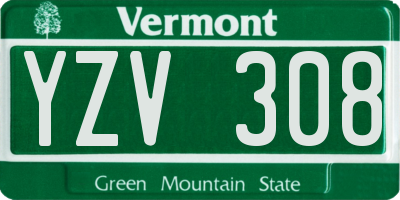 VT license plate YZV308