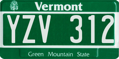 VT license plate YZV312