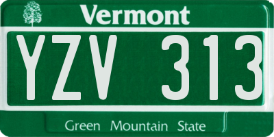 VT license plate YZV313