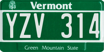 VT license plate YZV314