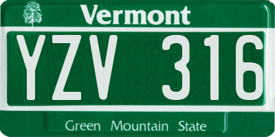 VT license plate YZV316
