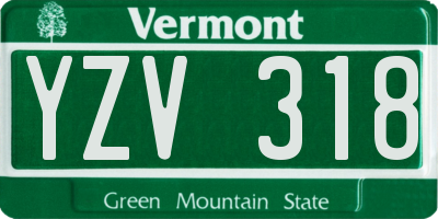 VT license plate YZV318