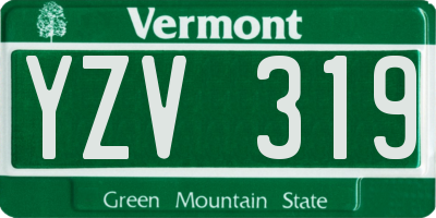 VT license plate YZV319