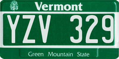 VT license plate YZV329